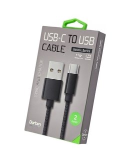 Кабель USB C to USB Cable Metallic Series 2 м Black Dorten