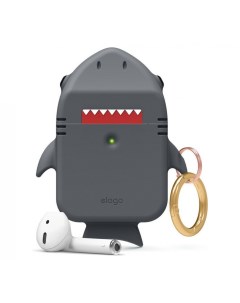 Силиконовый чехол с карабином Shark Silicone Hang case AirPods 1 2 Темно серый Elago