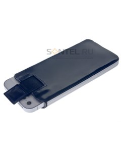 Кожаный чехол с язычком ЛАК для iPhone 5 синий с белым Vip box