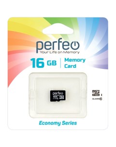 Карта памяти microSD 16GB High Capacity Class 10 без адаптера economy series Perfeo