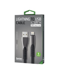 Кабель Lightning to USB Cable Flat Series 1 м Black Dorten