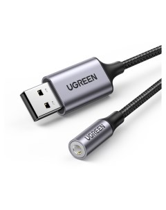 Адаптер CM477 30757 USB 2 0 to 3 5mm Длина 25 см Цвет темно серый Ugreen
