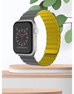Силиконовый ремешок с магнитной застежкой для Apple Watch 42 44 45 49mmGREY YELLOW Mutural