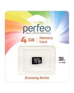 Карта памяти microSD 4GB High Capacity Class 10 без адаптера economy series Perfeo