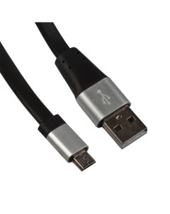 Кабель LP Micro USB плоский металлические разъемы 1 м черный коробка Liberty project