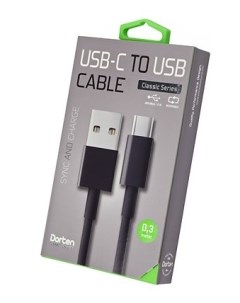 Кабель USB C to USB Cable Classic Series 0 3 м Black Dorten