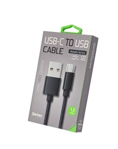 Кабель USB C to USB Cable Metallic Series 1 2 м Black Dorten