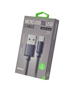 Кабель Micro USB to USB Cable Metallic Series 2 м Dark Gray Dorten