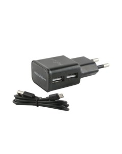 Сетевое зарядное устройство 2 USB 2 1 A micro usb black Red line