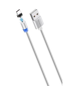Дата кабель K61Sa Smart USB 3 0A для Type C Magnetic нейлон 1м Silver More choice