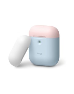 Чехол для AirPods wireless DUO Pastel Blue с крышками Pink и White Elago