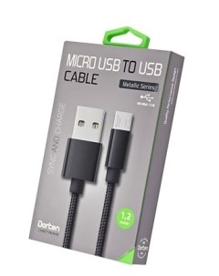 Кабель Micro USB to USB Cable Metallic Series 1 2 м Black Dorten