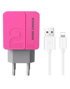 Зарядное устройство Morе Choicе NC46i 2xUSB 2 4A кабель Lightning Pink More choice