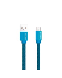 Дата кабель USB 2 1A для micro плоский USB K20m нейлон 1м Blue More choice