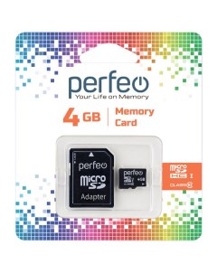 Карта памяти microSD 4GB High Capacity Class 10 Perfeo