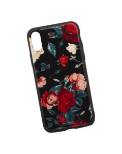 Чехол для iPhone X Azure Stone Series Glass Protective Case красные розы на черном Wk