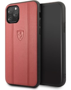 Чехол для iPhone 11 Pro Embossed lines Hard Leather Красный Ferrari