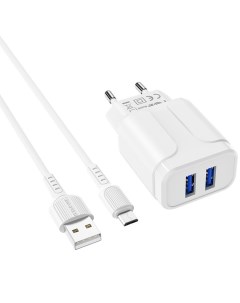 Сетевое зарядное устройство 2xUSB с кабелем micro USB BA37A Speedy Белое Borofone