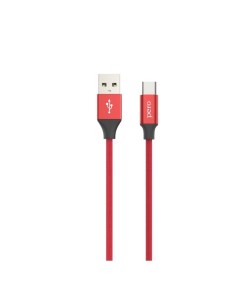 Кабель DC 02 Type C USB 3 А 1 м тканевая оплетка красный Péro