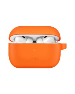 Комплект чехол Vencer Silicone case ремешок для AirPods Pro 2 Оранжевый Uniq