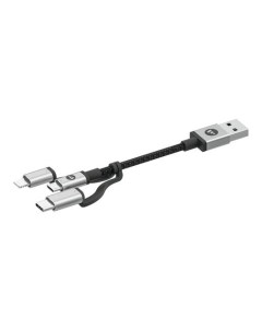 Кабель 3в1 USB A to Lightning Micro USB USB C Длина 1м Цвет черный Mophie