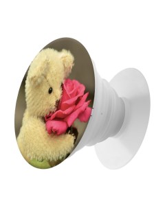 Пластмассовый держатель для телефона Попсокет Медвежонок с розой Krutoff