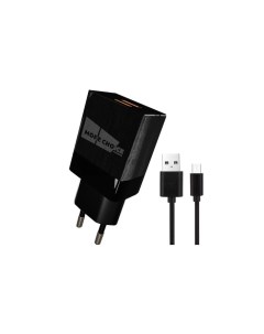 Сетевое зарядное устройство 2USB 2 1A для micro USB NC24m Black More choice