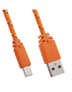 USB кабель LP Micro USB в оплетке оранжевый с желтым коробка Liberty project