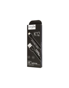Кабель K12 для iPhone Lightning 8 pin 1м Black Vixion