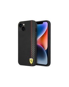 Чехол для iPhone 14 Plus metal logo Черный Ferrari