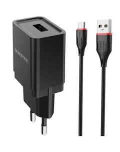 Сетевое зарядное устройство BA19A 1xUSB microUSB 1 A black Borofone