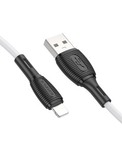 Дата кабель BX86 USB 2 4A для Lightning 8 pin силикон 1м White Borofone