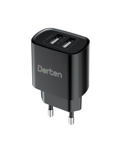 Сетевое зарядное устройство 2 Port USB Smart ID Wall Quick Charger 12W 2 4A Black Dorten