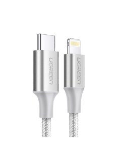 Кабель USB C to Lightning M M Shell Braided 1m US304 Silver 70523 Ugreen