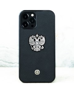 Чехол iPhone 14 Pro Premium Leather Black Герб РФ HM Premium Euphoria
