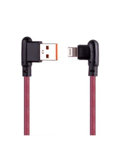USB кабель LP для Apple Lightning 8 pin Г коннектор оплетка леска красный блистер Liberty project