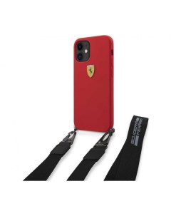 Чехол On Track Liquid silicone Strap metal logo iPhone 12 mini Красный Ferrari