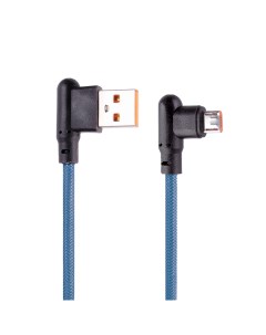 USB кабель LP Micro USB Г коннектор оплетка леска синий блистер Liberty project