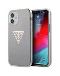 Чехол Guess Metallc effect Triangle logo iPhone 12 mini Серый Cg mobile