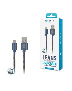Кабель USB C Jeans для быстрой зарядки 1 0 м 2A Forever