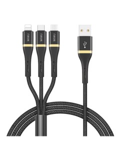Кабель Elite Cable ED 104 3 in 1 USB Type C Lightning Micro USB 3A 1 2m Black Wiwu