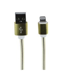 USB кабель LP для Apple Lightning 8 pin Металлическая оплетка 1м золотой европакет Liberty project