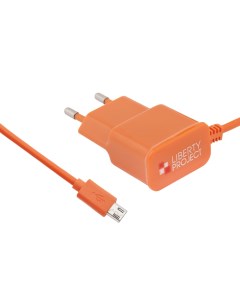 Сетевое зарядное устройство micro usb 2 1 A orange Liberty project
