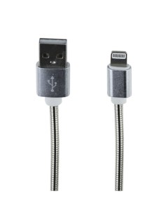USB кабель LP для Apple Lightning 8 pin Металлическая оплетка 1м серебряный европакет Liberty project