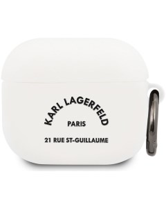 Чехол с карабином Silicone case RSG logo для AirPods 3 Белый Karl lagerfeld