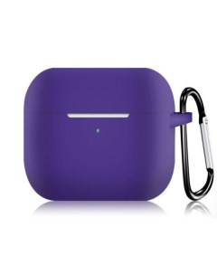 Силиконовый чехол с карабином держателем для AirPods 3 2021 фиолетовый Nobrand
