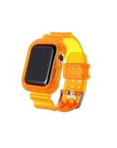 Ремешок для Watch 42 44 mm с чехлом силиконовый прозрачно оранжевый Promise mobile