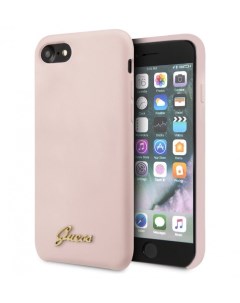 Чехол Guess Silicone collection Gold metal logo iPhone SE 2020 8 7 Розовый Cg mobile
