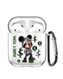 Чехол с карабином для Apple AirPods 2 Богатый Мышонок прозрачный Musthavecase