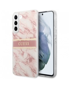 Чехол Guess PC TPU Marble with Gold stripe Hard для Galaxy S22 Розовый Cg mobile